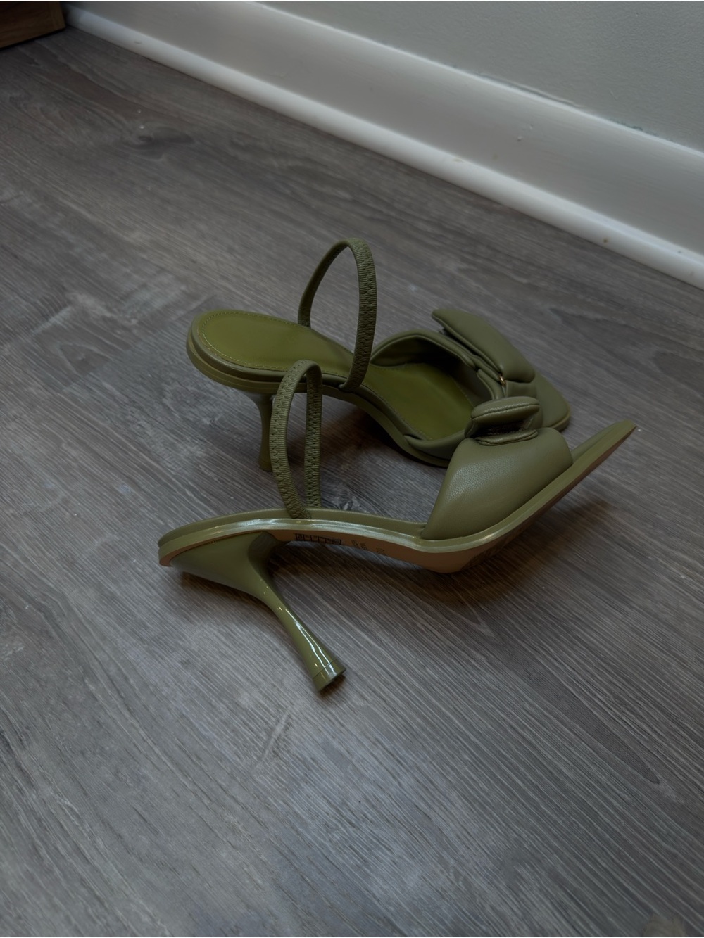 Forever 21 Olive Green Knot-Detail Stiletto Sandals